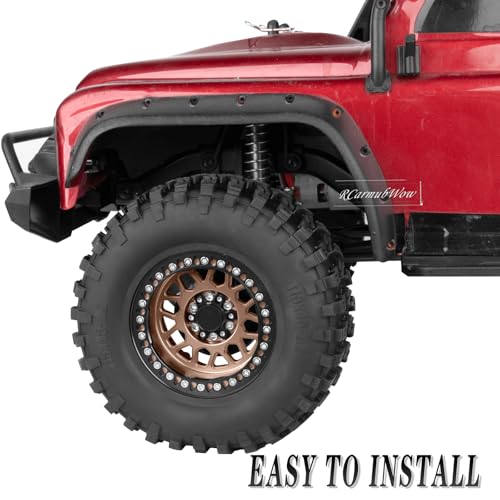 RC 2.2 Beadlock Tires Set 2.2" Wheels and Tires for 1/10 RC Crawler SCX10 AMG 6X6 TRX4 Gen8 Gen7 Pro,Alloy 2.2 RC Rims Rubber Tires,Bronze - color: Bronze(4pcs)