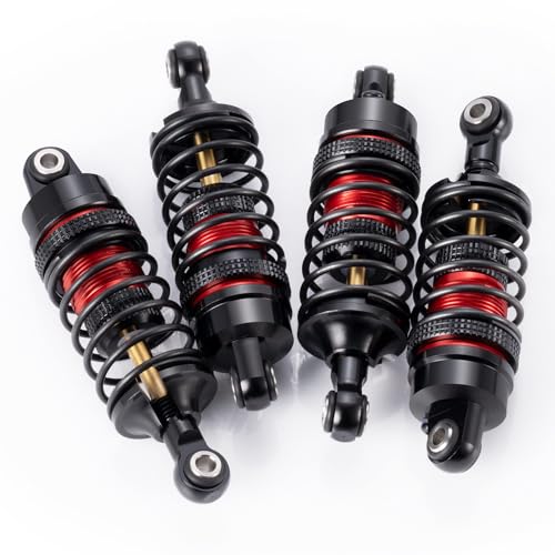 Aluminum Adjustable Progressive Shock for Tra-xxas 1/16 Mini Slash | 4X4 Rally VXL Ford RS200 Short Course Truck Upgrade 4pcs Adjustable Spring Damper Red