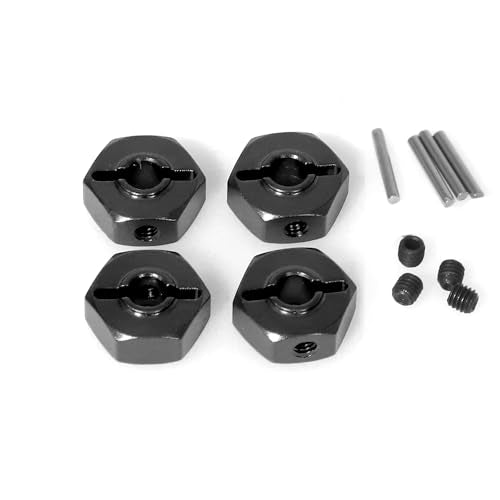 Aluminum 12mm Hex Adapter RC Upgraded Parts for LOSI 1/18 Mini LMT 4X4 Brushed Monster Truck RTR-LOS01026 RC Car, Black - color: Black Hex Adapter