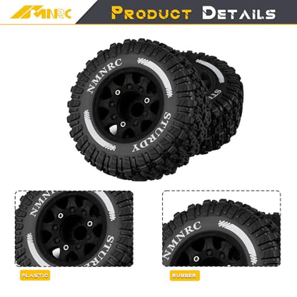 Pre-Glued Plastic RC Wheels and Tires 12MM 14MM 17MM Hex Compatible with Arrma Axial RC4WD Redcat Slash 2WD 4X4 Senton Short Course Truck Upgrades Part Black - color: Black
