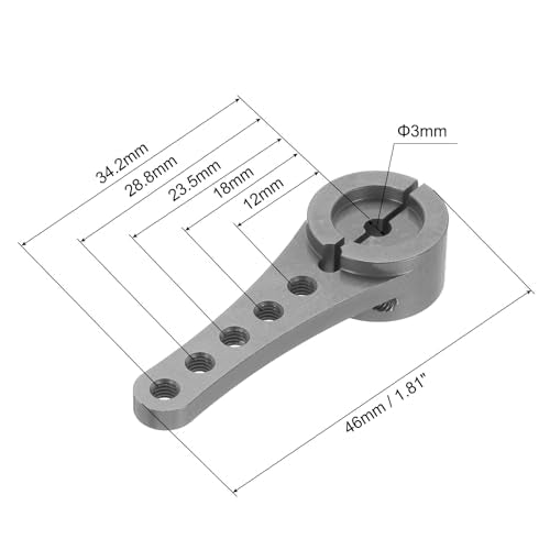MECCANIXITY 2 Pcs Aluminum Servo Horn Long 25T Steering Arm 46mm Length Bright Gray Suitable for DIY RC Car/Boat/AirplanesBoat Model Accessories with M2.5 Screws - color: Bright Gray
