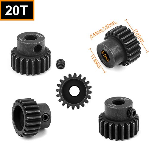 Hobbypark Metal Steel 32 Pitch Pinion Gear Set 5mm Shaft Hole 17T 18T 19T 20T 21T Motor Gears Kit for RC Car (5-Pack)