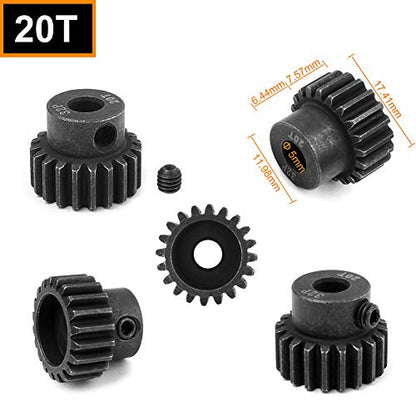 Hobbypark Metal Steel 32 Pitch Pinion Gear Set 5mm Shaft Hole 17T 18T 19T 20T 21T Motor Gears Kit for RC Car (5-Pack)