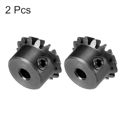 uxcell 2pcs Bevel Gear 0.8 Module 1:1 Reduction Rate 15T 3mm Hole Dia Bevel Pinion Gear 45# Steel, 45 Degree Steering Gear for Hardware Mechanical Rotation, Black - size: 3mm Bore