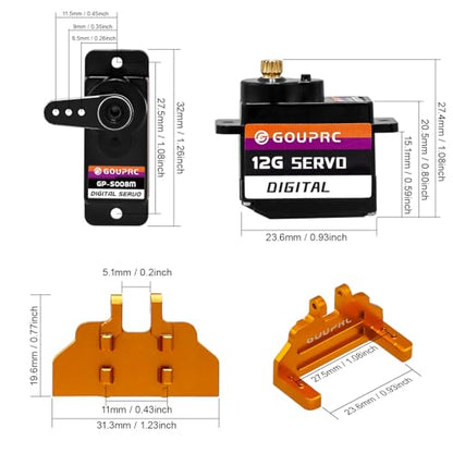 RC Micro Digital Servo for Axial SCX24 Upgrade & Servo Mount & Servo Horn - color: Black Horn