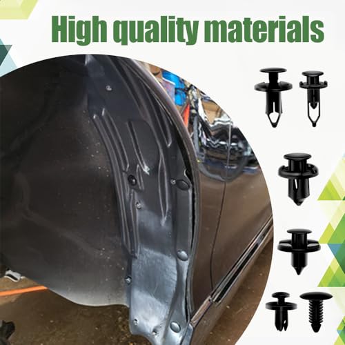 Car Retainer Clips Plastic Fasteners Kit, Car Retainer Clips, Push Bumper Fastener Rivet Clips with 6 Size Auto Body Retainer Clips Bumpers, Universal Plastic Panel Fender Clips (200pcs) - color: Black