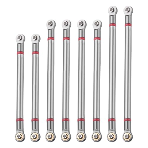 MECCANIXITY 8pcs Wheel Base Link Rod Linkage Aluminum Alloy 313mm Wheel Base Upper Lower Link Rod Chassis Linkage for SCX10 1/10 RC Car Crawler Upgrade Parts,Titanium Grey - color: Titanium Grey