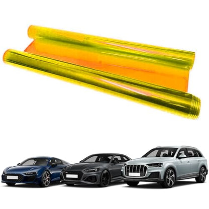 Tint Film for Taillight Headlight Fog Light, 12×48 Inches Vinyl Self-Adhesive Car Tail Light Tape, Brake Light Headlight Cover Protection Film Color Shiny Chameleon Sticker (Golden) - color: Golden