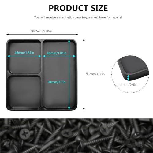 Magnetic Parts Tray, Aluminium Alloy RC Screws Organizer with Magnetic Pad, Automotive Small Tool Tray Electronic Repair Screws Holder for Sockets Bolts Pins, Car Accessories (Black) - color: Black
