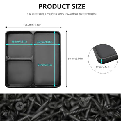 Magnetic Parts Tray, Aluminium Alloy RC Screws Organizer with Magnetic Pad, Automotive Small Tool Tray Electronic Repair Screws Holder for Sockets Bolts Pins, Car Accessories (Black) - color: Black