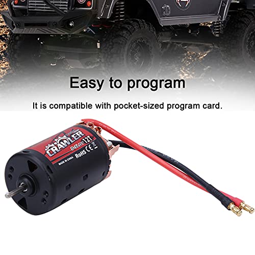 550 Brushed Motor High Power 5Slot RC Car Upgrade Part with Superior Heat Dissipation for 1/10 Scale RC Crawler Vehicle Black Red Metal Plastic Construction 215 Grams (12T) - size: 12T