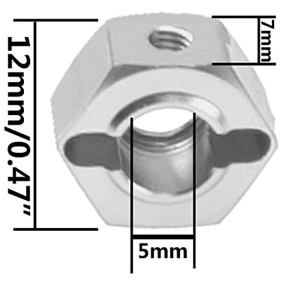 Metal 12mm Wheel Hex Hub Drive Adapters with Pins Screws Compatible with 1/10 Arrma Senton Granite Typhon Vorteks 3S Big Rock RC Car (Silver) - color: Silver