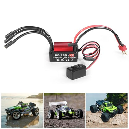 RiToEasysports Esc, Compatible Motor Water Proof Brushless Electronic Speed Controller for 1/10 Rc Crawler Cars (Red T Plug) - color: Red T Plug