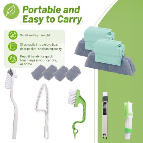11PCS Detailing Window Track Cleaner,Multi-functional Window Sill Cleaner Tool for for Windows/Door Tracks,Universal Professional Windows Track Cleaning Tools for Home,Car,Truck