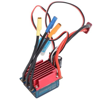 RC Brushless ESC 35A Sensorless Speed Controller, 2-3S LiPo Waterproof, for 1/16 1/18 RC Car Truck Boat