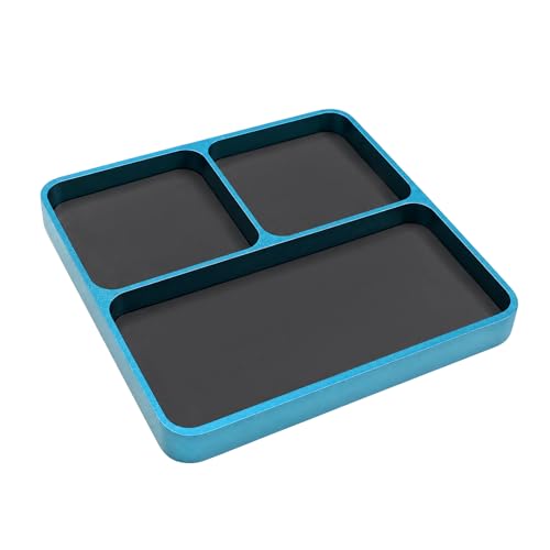 Magnetic Parts Tray, Aluminum Alloy Auto Repair Screws and Parts Organizer, Magnet Hardware Holder Tray for Car RC Repair Phone Electronics Maintenance, Car Accessories (Blue) - color: Blue
