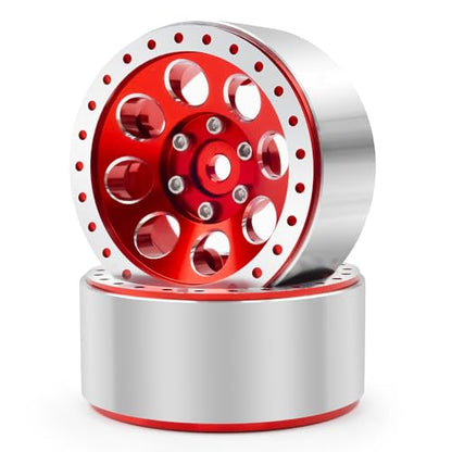 1.3 Beadlock Wheel Rims for SCX24 TRX4M Upgrade 1/24 1/18 RC Crawler Car (Red) - color: Red