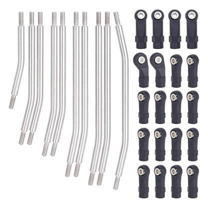 for Axial for SCX10 II 90046 1/10 RC Crawler Car Upgrade Parts 10Pcs Steel Links Rod Set with Ball End 313/324mm Wheelbase RC Links Linkage(313mm) - size: 313mm