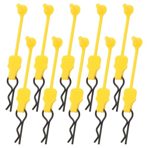 1.0mm RC Cars Body Clips with Pull Tabs for Universal 1/14 1/16 1/18 SCX24 Remote Control Car Compatible with Redcat HPI Himoto HSP Exceed Truck Buggy(10 Pieces,Yellow) - color: Yellow