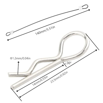 100 Pieces RC Car Shell Body Clip Pins, 1.2mm Universal 1/8th 1/10th 1/12th Scale RC Model Car Truck Buggy Boat Crawler Bend Shell Clips for Redcat HSP Traxxas HPI Himoto RC Vehicle - color: 1.2mm