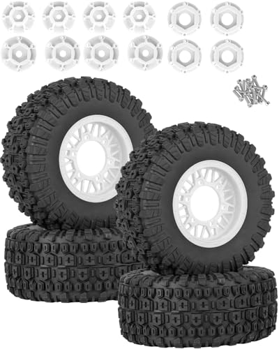 RC Wheels and Tires Truck Tires Short Course Tires for 1/10 Scale Car Arrm a Senton,Slash 2WD 4×4,Axia1,Rc 4wd,Red cat,Plastic Wheels Rubber Tires,4pcs,White - color: White(4pcs)