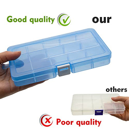Qualsen 15 Girds Bead Organizer with Adjustable Dividers(4 Pack)，Tackle Box Organizer and Small Plastic Organizer Box for Jewelry, Beads, Earrings, Crafts, Screws and Fishing Tackles Small Items - size: 15 Gird-4s