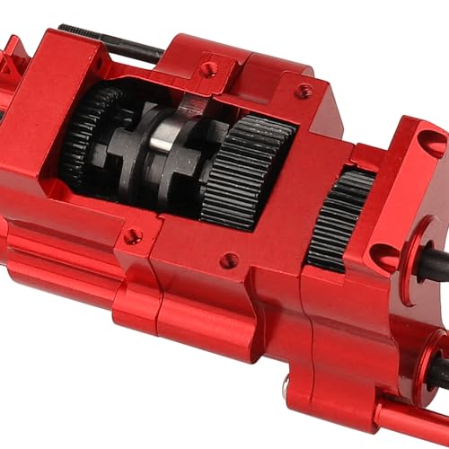 All Metal Gearbox Transmission Case with Gear Set Connector Post Rod for Axial SCX10 Pro 1/10 RC Crawler Upgrade Parts (red) - color: Red