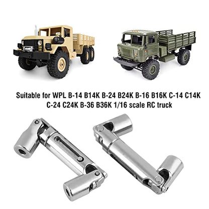 Oumefar RC Car Drive Shaft, 2Pcs Metal RC Universal Drive Shaft CVD Joint for WPL 1/16 Scale RC Truck Crawler Car RC Model Upgrade RC Parts Accessories