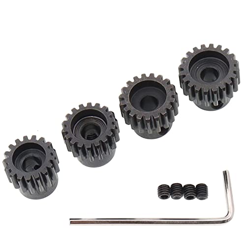 4PCS Metal Steel 32P 5mm Pinion Gear Set 17T 18T 19T 20T with Hex Key for RC Cars(Compatible with 0.8 Metric Pitch)