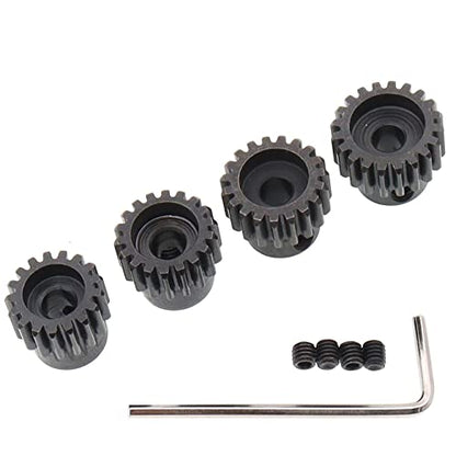 4PCS Metal Steel 32P 5mm Pinion Gear Set 17T 18T 19T 20T with Hex Key for RC Cars(Compatible with 0.8 Metric Pitch)