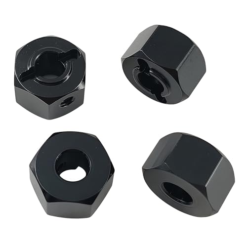 12mm Aluminum Wheel Hex Hub Adapter for 1/10 Mini Maxx RC Car (Black) | Alloy,3654,Upgrade Parts,CNC Machined,High Strength,Precision Fit,Wear Resistant,Easy Installation - color: Black
