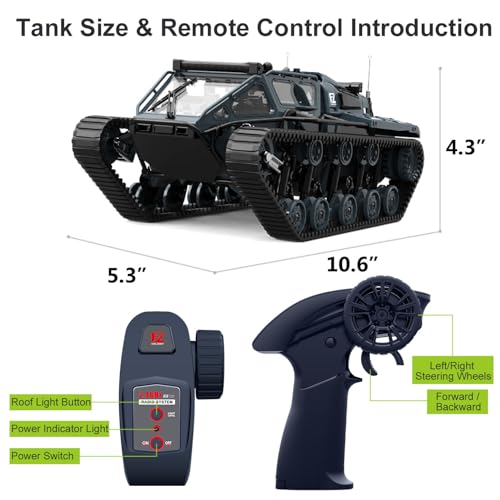 2.4G Fully Proportional Remote Control Tank - Rock Crawler RC Truck 4x4 Off Road Military Vehicle with 2 Batteries, All Terrain Drift Army Truck with Cool Lights, Great Gift for Kids Boys