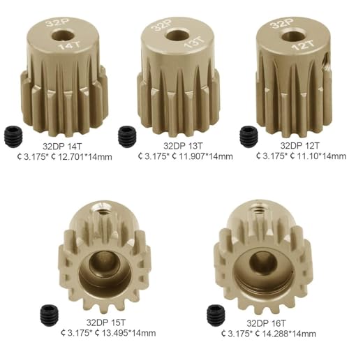 Aluminum Alloy 32P 0.8M Pitch Pinion Gear Set Fit for 1/10 RC Car Truck Motors - size: 12T-16T