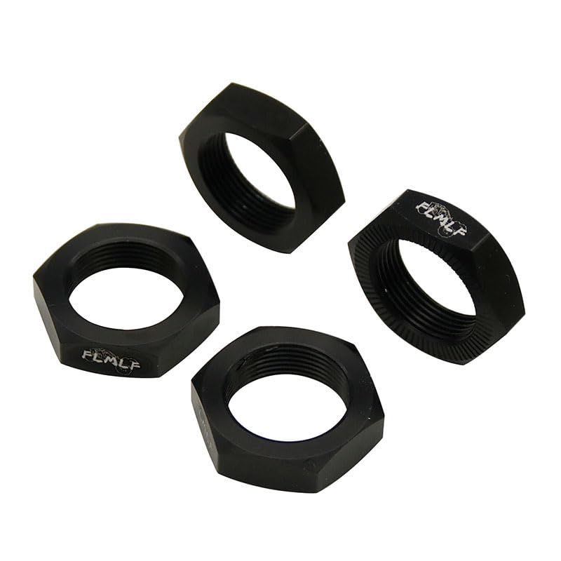 FLMLF 24mm RC Car Wheel Nuts 4-Piece Set for 1/5 HPI ROFUN BAHA ROVAN KM Baja 5B 5T 5SC Truck Parts (Black) - color: Black