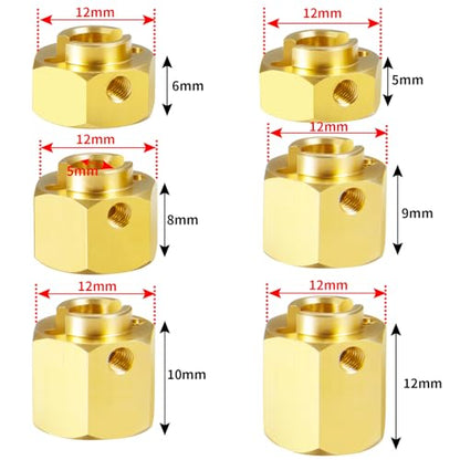 RC Hex Hub 12mm Brass Wheels Hex 6mm Drive Extension Adapter with Pins Counterweight Compatible with Axial SCX10 III AXI03007 AXI03004 Capra RC Crawler Upgrades Part (6mm) - color: 6mm