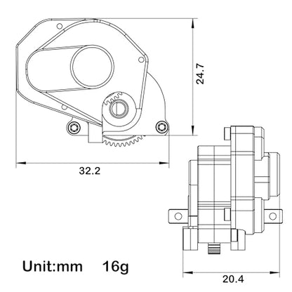 MEUS Racing SCX24 Transmission Aluminum Complete Gearbox for 1/24 Axial SCX24 RC Crawler (Brushed, Black)