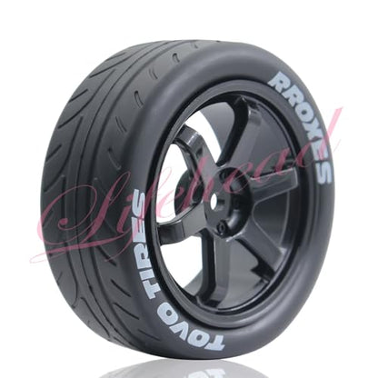 Lifehead 68mm RC On-Road Rally Car Tires and Wheels for 1/10 RC On-Road Touring Drift Car HSP Tamiya XV01 TT01 TT02B HPI Kyosho FAZER MK2 /12mm Hex - color: Black