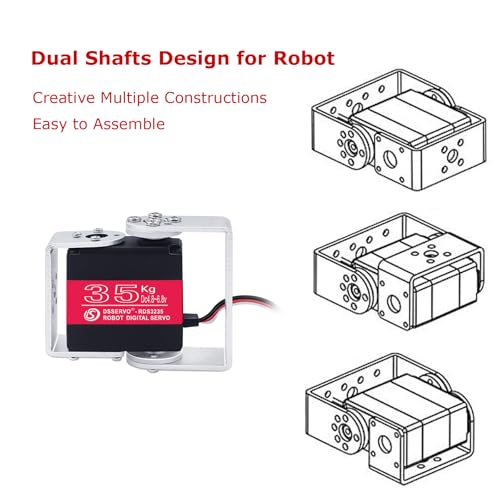 35KG High Torque Digital Servo Motor - Full Metal Gears, Waterproof, Includes Mounting Brackets for RC Robot - size: 35KG Red