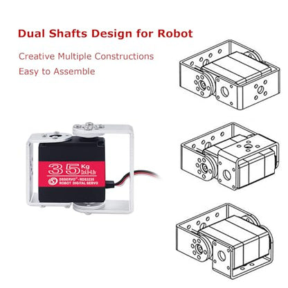 35KG High Torque Digital Servo Motor - Full Metal Gears, Waterproof, Includes Mounting Brackets for RC Robot - size: 35KG Red
