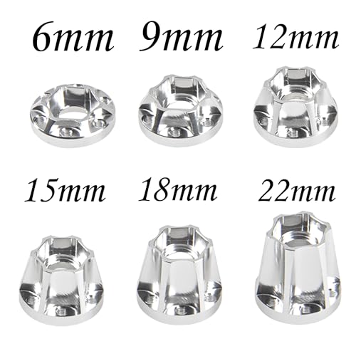 Metal RC 12mm Wheel Hex Hub Extension Combiner Compatible with 1.9/2.2inch Wheel Rim Axial SCX10 Traxxas TRX4 D90 1/10 RC Crawler (6mm, Silver) - color: Silver, size: 6mm