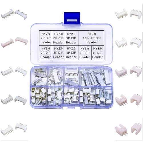 JST Connector Kit, HY2.0 DIP Header Jst 2mm Pitch IC Socket Plugs Adapter, JST-HY 2/3/4/5/6/7/8/9/10/12Pin DIP Header Through Hole Mounting Top Type Vertical Header (HY2.0-DIP-Ver) - size: JST-2.0MM-HY-DIP-Vertical Header