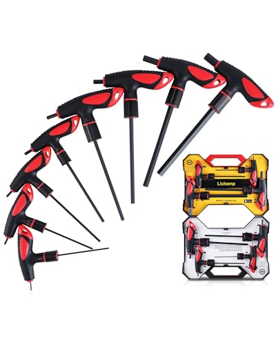 Lichamp T Handle Allen Wrench Set Metric, 8 Piece Heavy Duty Standard Long Tee Handle Allen Hex Key Set, 2-10mm - size: 2 - 10mm