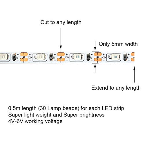LED Light Strip for RC Fixed Wing Airplane Flying Wing Plane AR Wing Drone Model Car Truck (Red) - color: Red