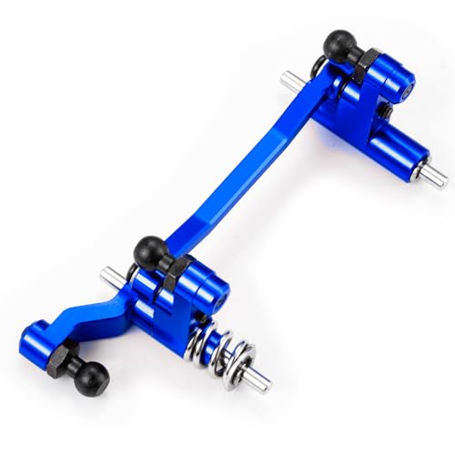 Aluminum Alloy Steering Assembly Set Servo Saver Steering Bellcranks & Drag Link Spring Retainer Parts Compatible with Traxxas 1/18 LaTrax Teton RC Car Upgrades (Blue) - color: Blue