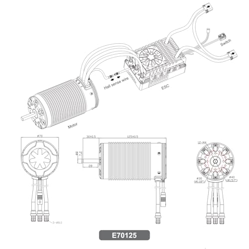 XC E70125 Sensored Brushless Motor for RC Car,6-12S,Applicable to:1/5 Offroad, Truck(Heavy Load), Combat Robot (560KV) - style: 560KV