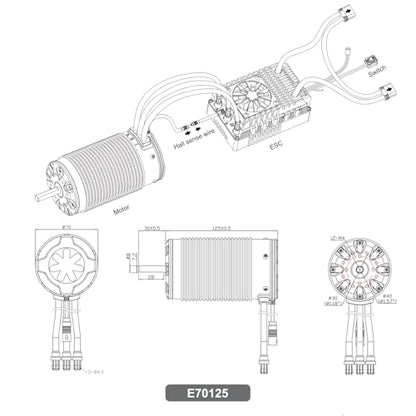 XC E70125 Sensored Brushless Motor for RC Car,6-12S,Applicable to:1/5 Offroad, Truck(Heavy Load), Combat Robot (560KV) - style: 560KV