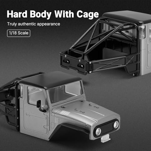 for TRX4M for Defender for Bronco 1/18 RC Crawler Car Upgrades Parts IR40 Hard Body Shell with Cage RC Car Parts(Gray) - color: Gray