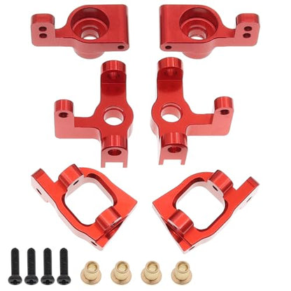 6PCS Metal Front Steering Cup&C seat&Rear Wheel hub Compatible with WLtoys Compatible with WLtoys 1/14 144010 144001 144002 1/12 124016 124017 124018 124019 RC Car Upgrade Parts (Red) - color: Red