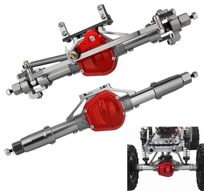 Complete Aluminum Front & Rear Axle Set for Axial SCX10 RC4WD D90, 1/10 Scale RC Crawler Upgrade, with Enhanced Steel Axle Shafts(Titanium)
