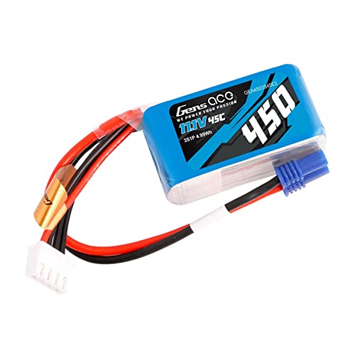 Gens ace 3S Lipo Battery 11.1V 45C 450mAh Lipo Battery Pack with EC2 Plug